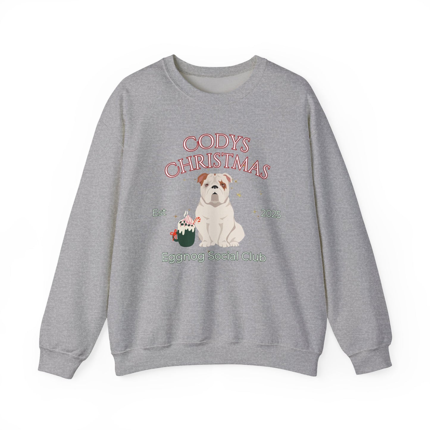 Bulldog Dog Christmas Social Club Unisex Heavy Blend Crewneck Sweatshirt Custom Name