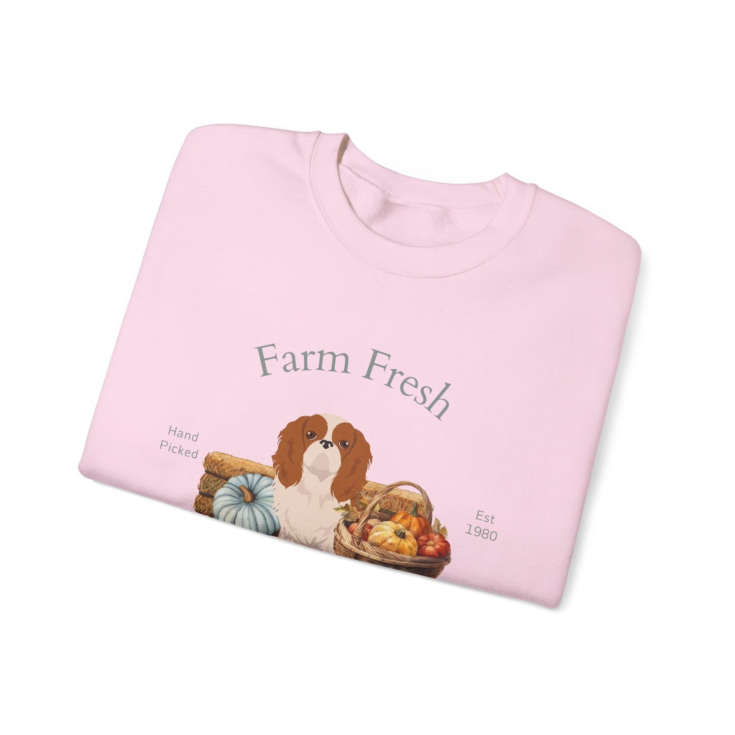 English Toy Spaniel Dog Fall Farm Fresh Unisex Heavy Blend Crewneck Sweatshirt