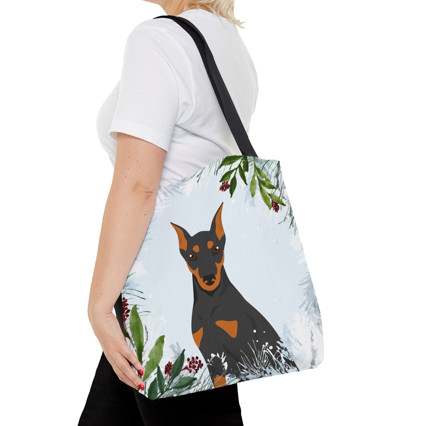 German Pinscher Dog Christmas Holiday Tote Bag 16x16