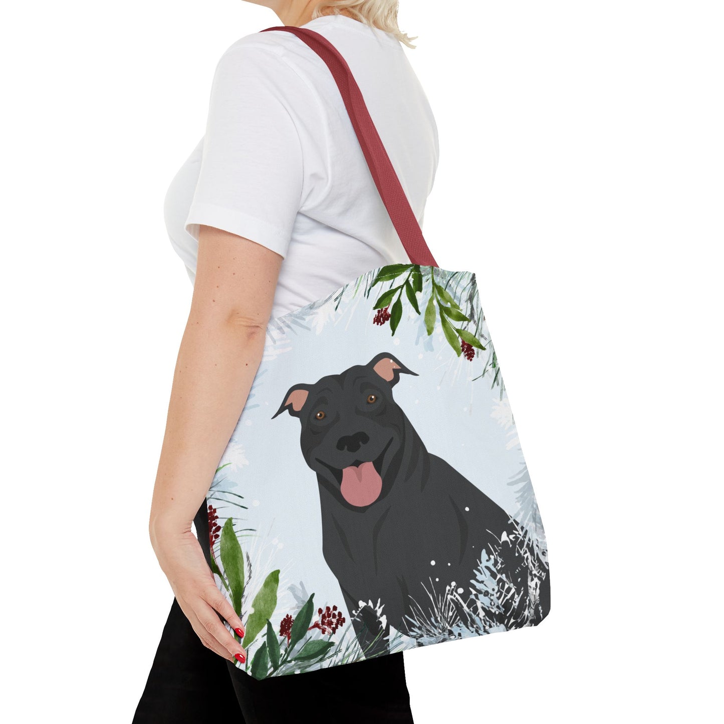 Pit Bull Dog Christmas Holiday Tote Bag 16x16