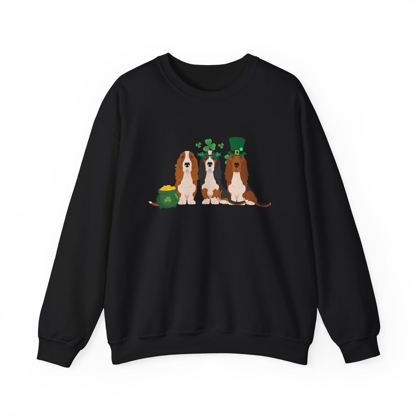 Basset Hound Dog St Patricks Day Unisex Heavy Blend Crewneck Sweatshirt, St Pattys day, Cute Dog Mom Gift