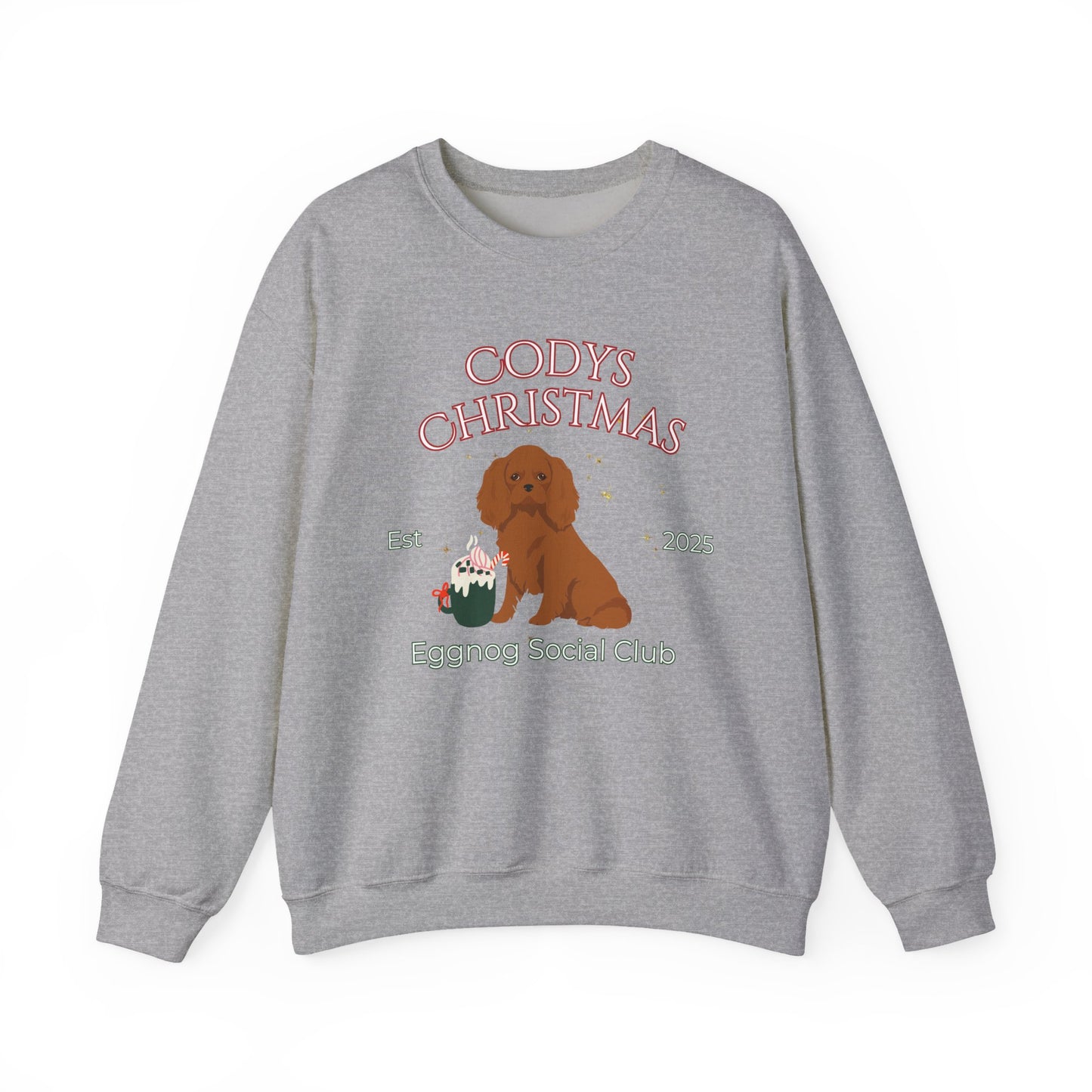 Cavalier King Charles Spaniel Dog Christmas Social Club Unisex Heavy Blend Crewneck Sweatshirt Custom Name