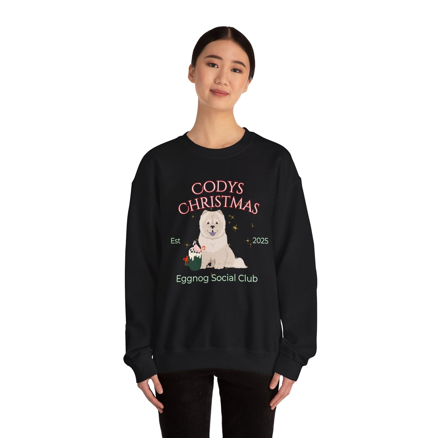 Chow Chow Dog Christmas Social Club Unisex Heavy Blend Crewneck Sweatshirt Custom Name