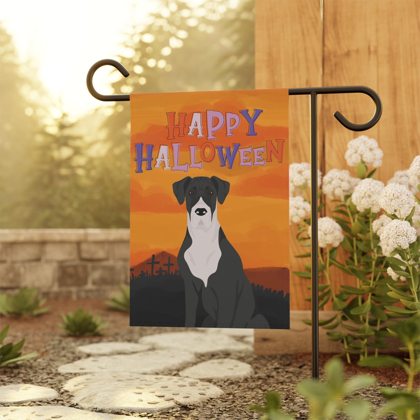 Great Dane Dog Halloween Garden Flag