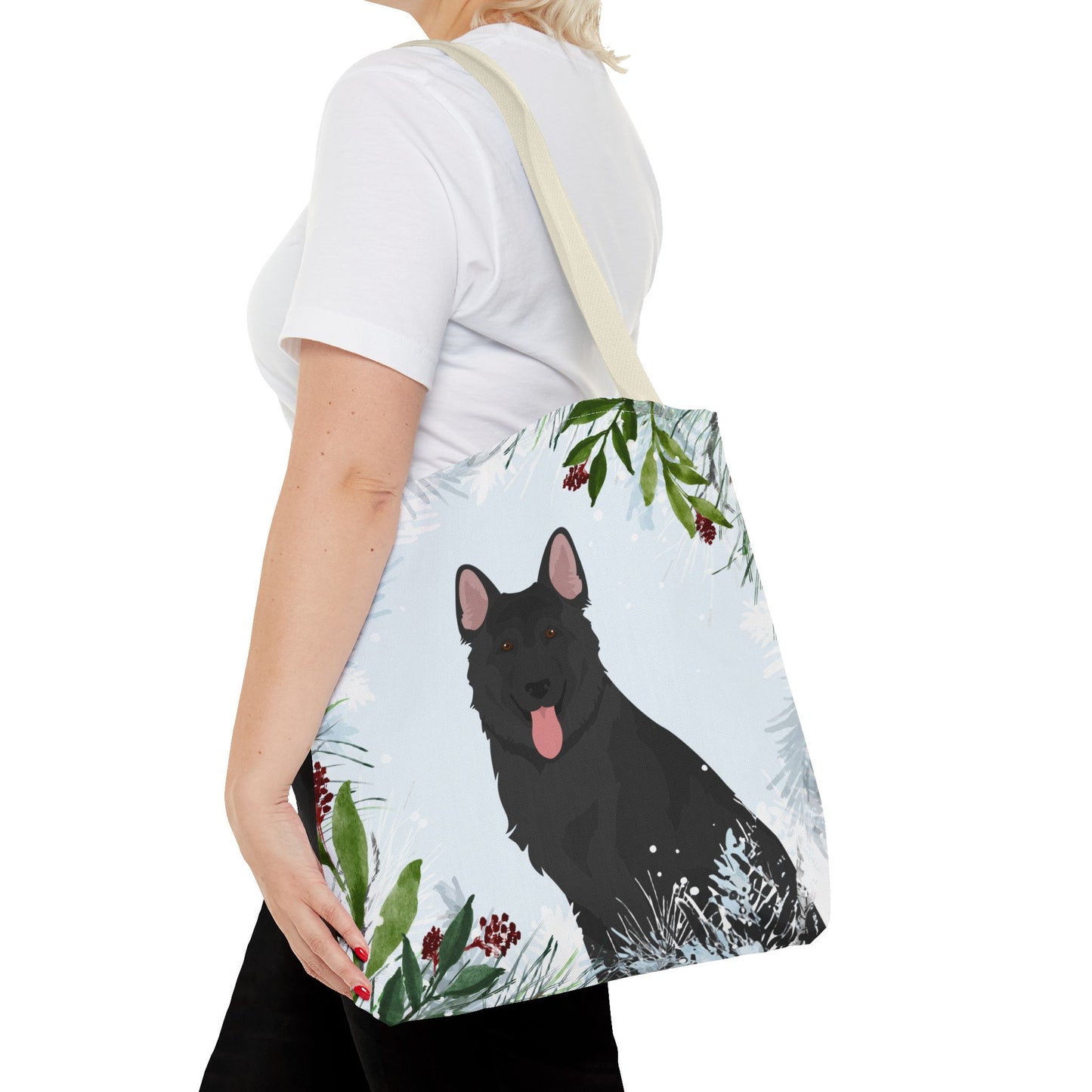 German Shepherd Dog Christmas Holiday Tote Bag 16x16