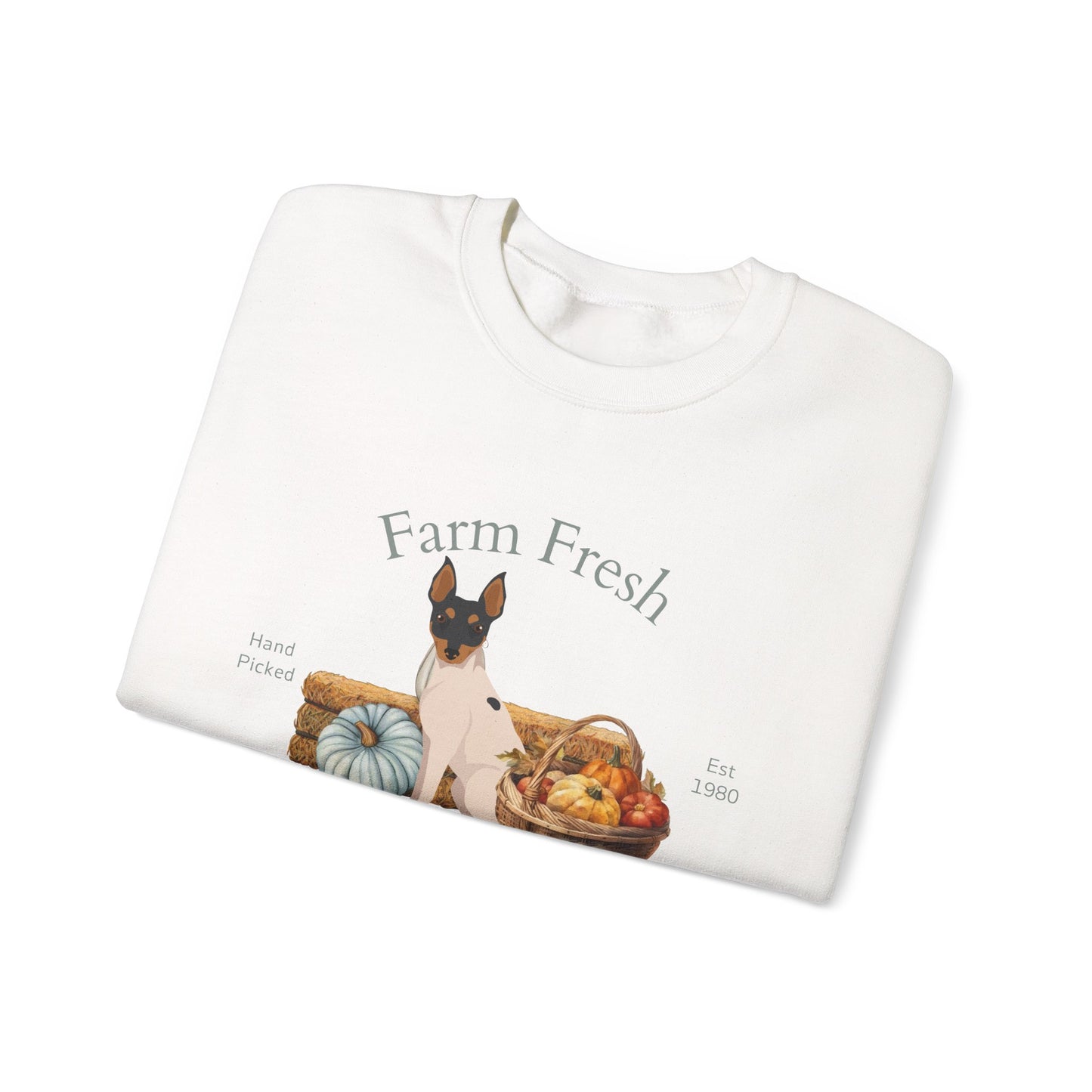 Toy Fox Terrier Dog Fall Farm Fresh Unisex Heavy Blend Crewneck Sweatshirt
