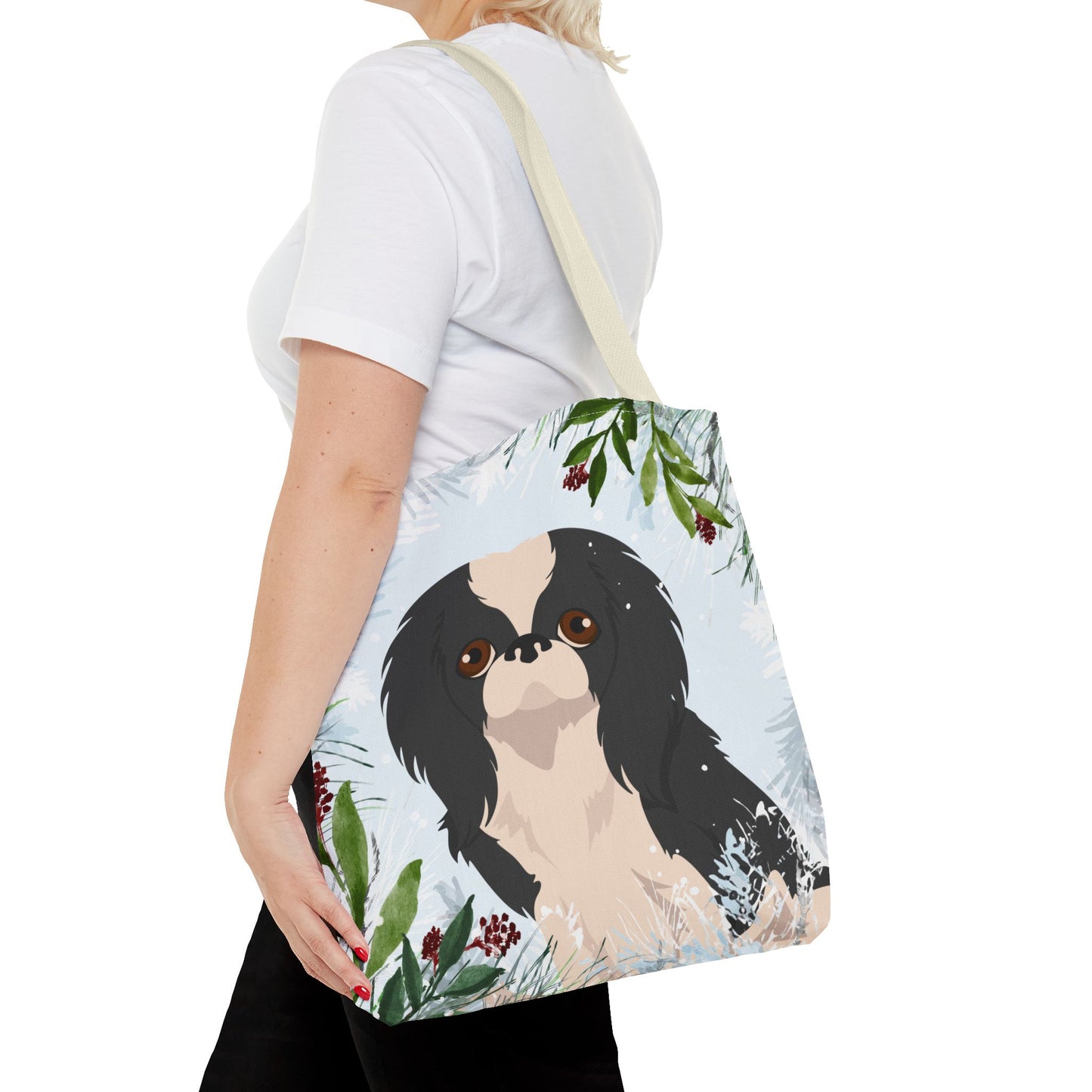 Japanese Chin Dog Christmas Holiday Tote Bag 16x16