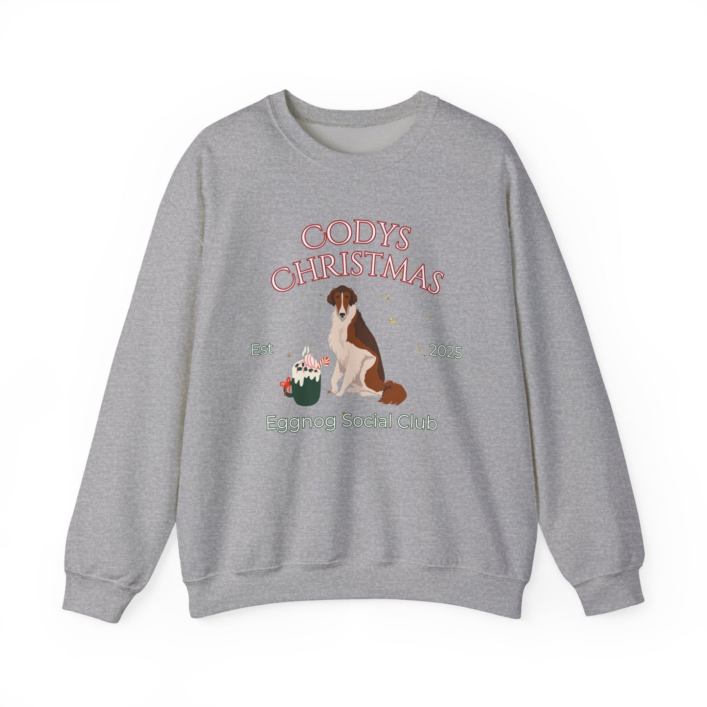 Borzoi Dog Christmas Social Club Unisex Heavy Blend Crewneck Sweatshirt Custom Name