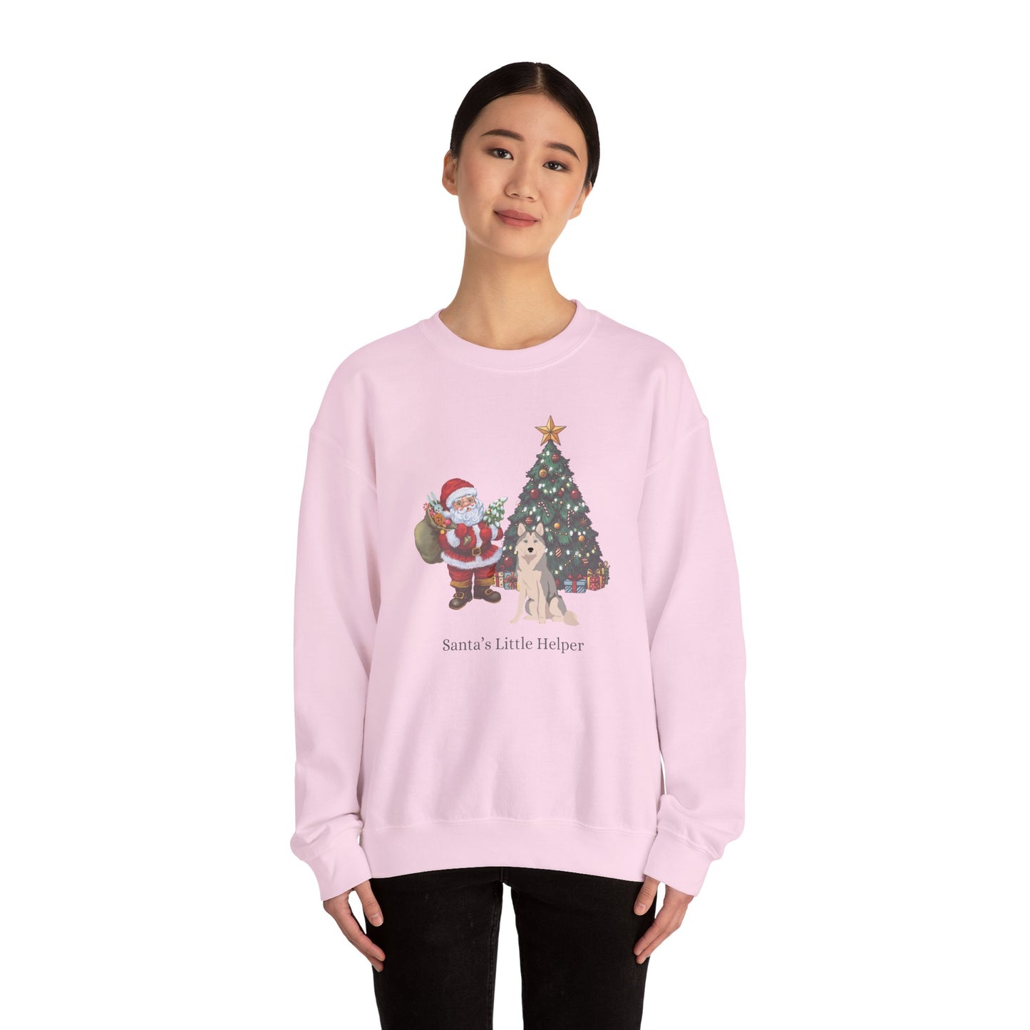 Alaskan Husky Dog Santa's Little Helper Unisex Heavy Blend Crewneck Sweatshirt