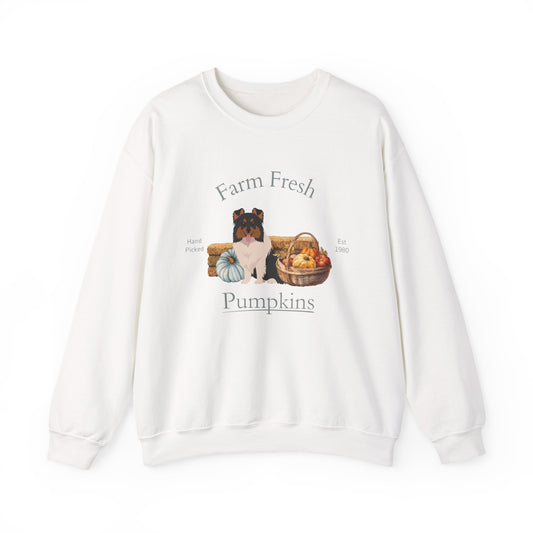 Shetland Sheepdog Dog Fall Farm Fresh Unisex Heavy Blend Crewneck Sweatshirt