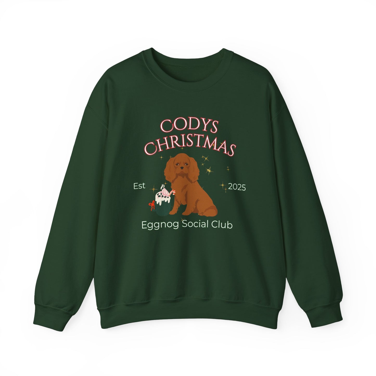 Cavalier King Charles Spaniel Dog Christmas Social Club Unisex Heavy Blend Crewneck Sweatshirt Custom Name