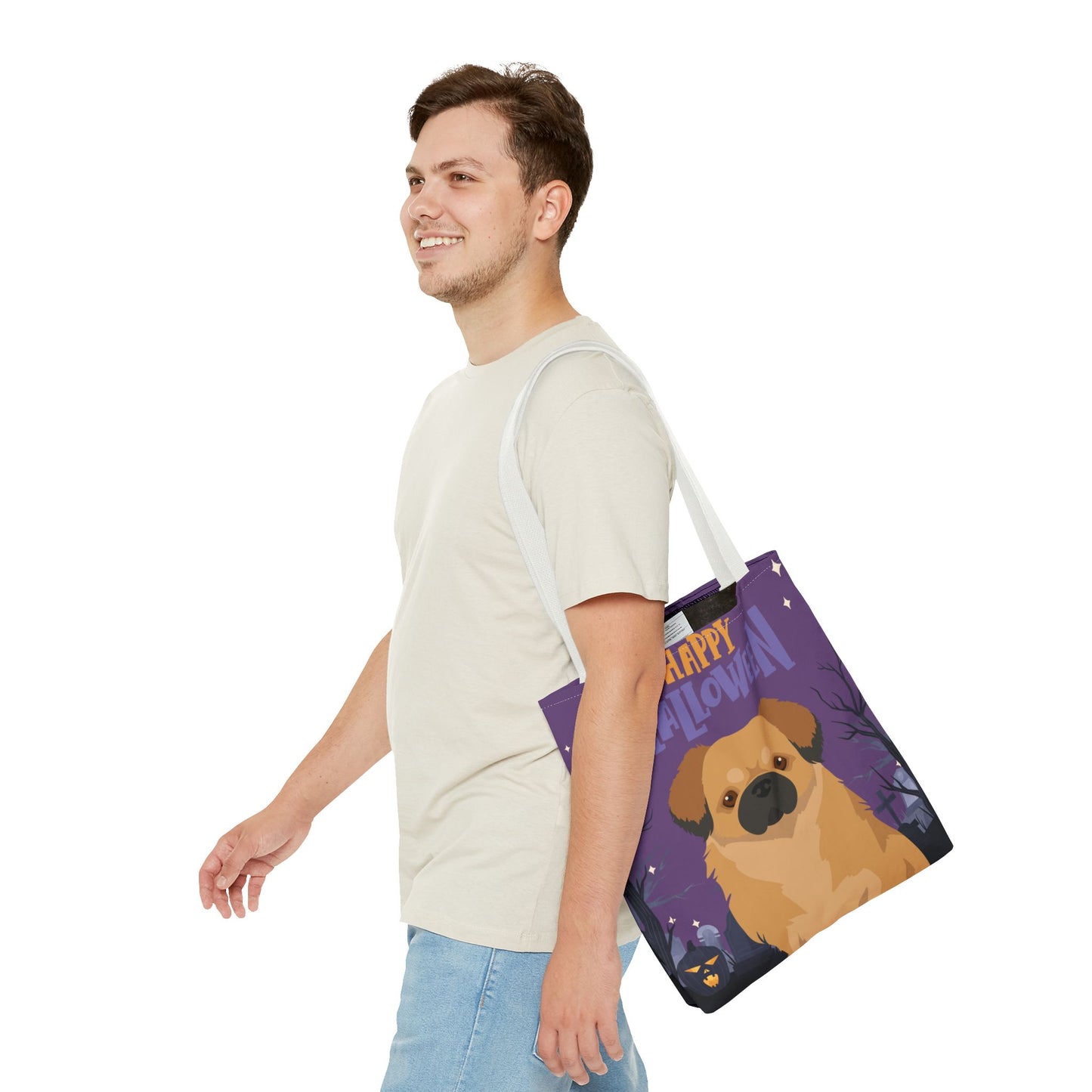 Tibetan Spaniel Dog Happy Halloween Tote Bag 16x16
