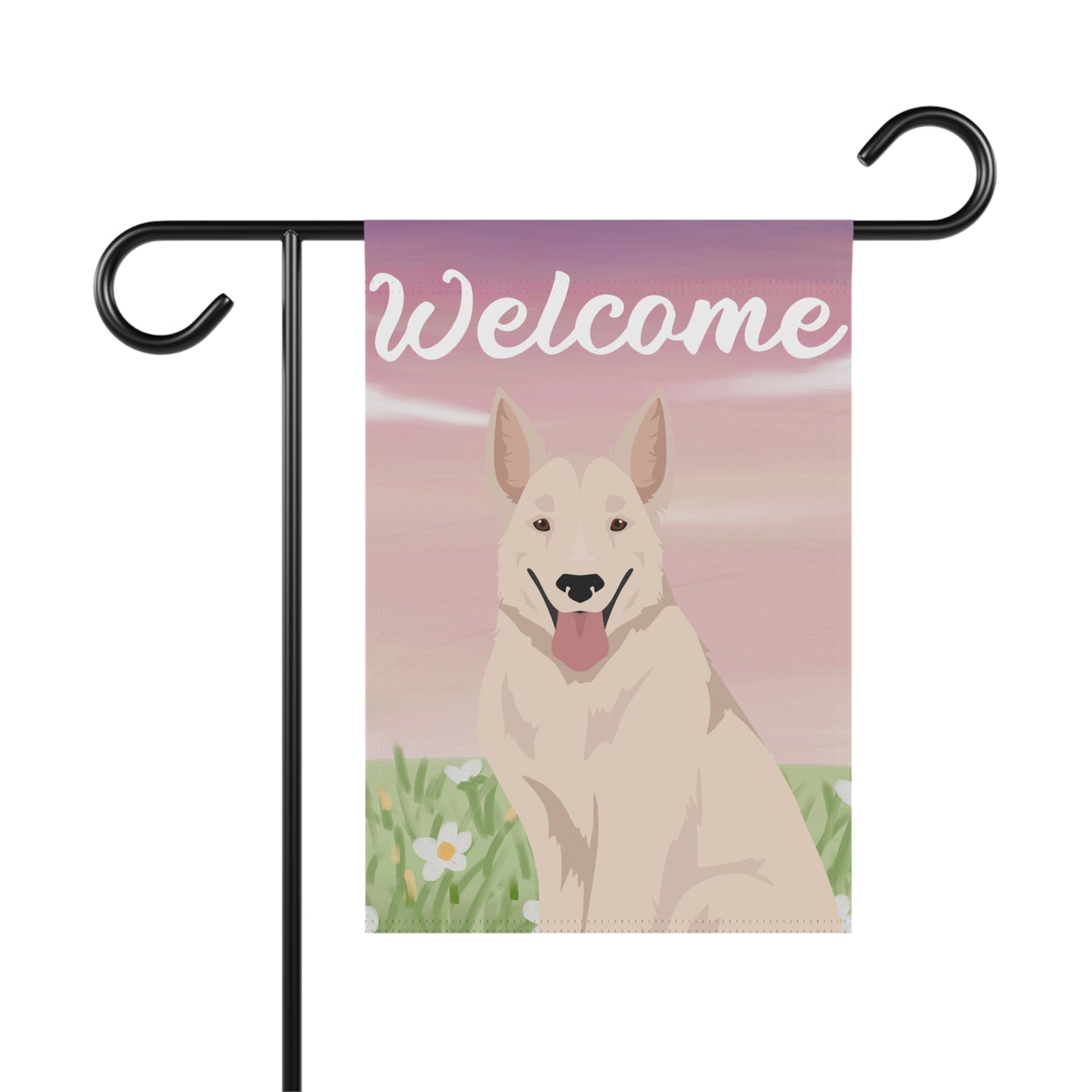 White Swiss Shepherd Dog Welcome Garden Flag