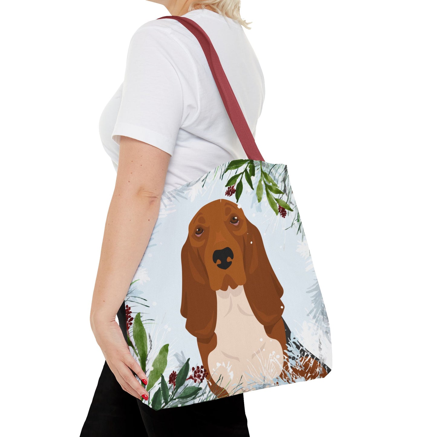 Basset Hound Dog Christmas Holiday Tote Bag 16x16