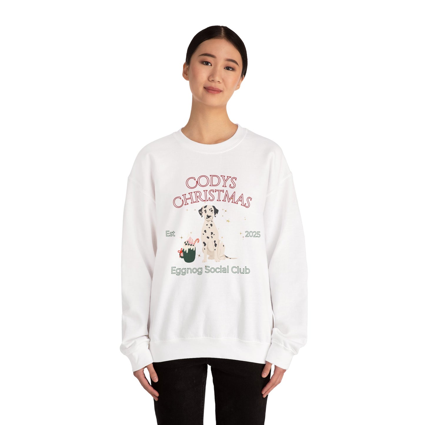 Dalmatian Dog Christmas Social Club Unisex Heavy Blend Crewneck Sweatshirt Custom Name