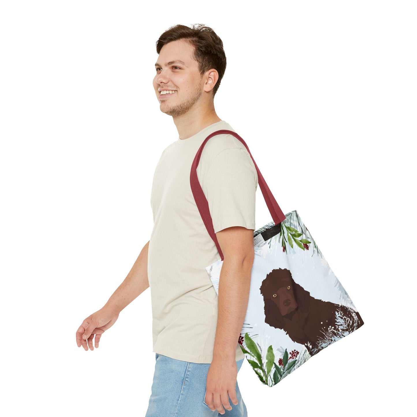 Irish Water Spaniel Dog Christmas Holiday Tote Bag 16x16