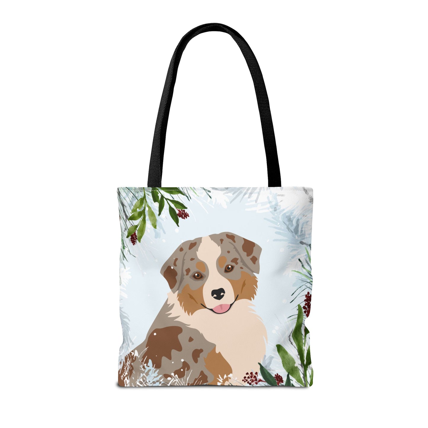 Miniature American Shepherd Dog Christmas Holiday Tote Bag 16x16