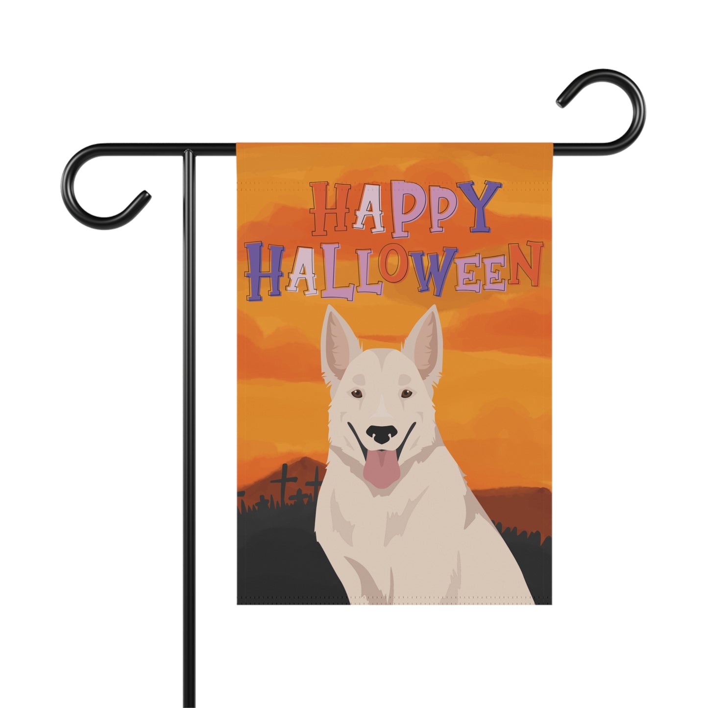 White Swiss Shepherd Dog Dog Halloween Garden Flag