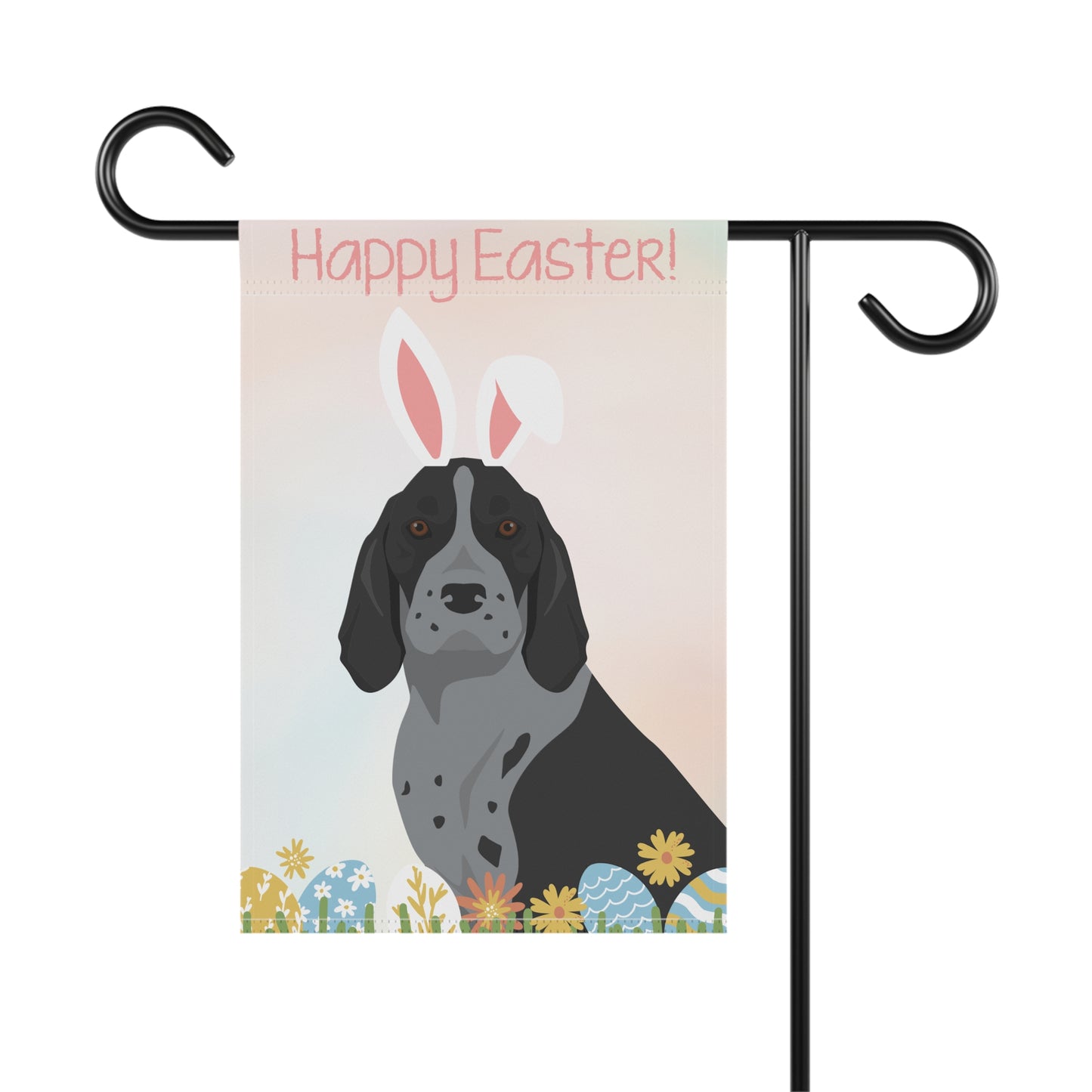American English Coonhound Dog Happy Easter Garden Flag