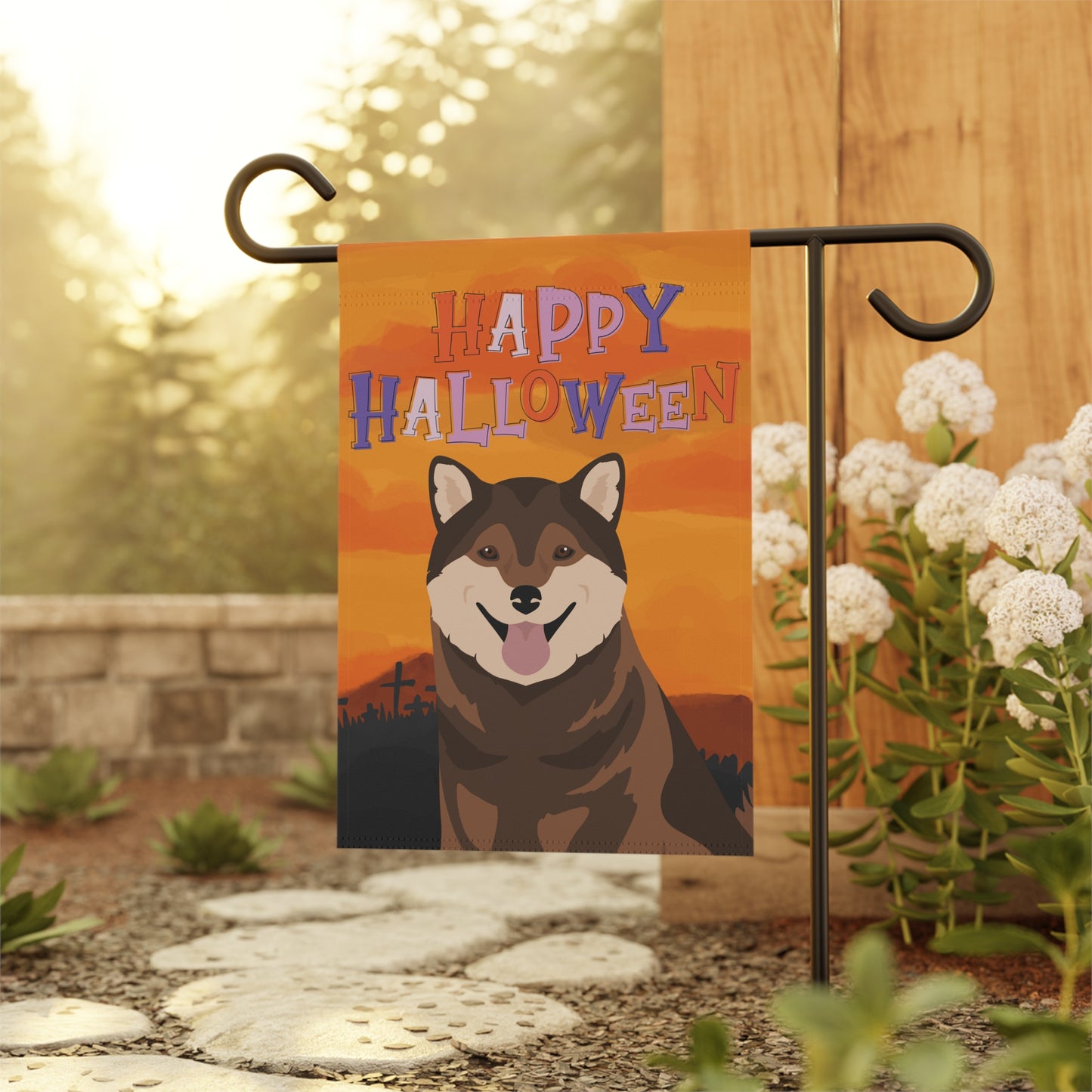 Shiba Inu Dog Halloween Garden Flag