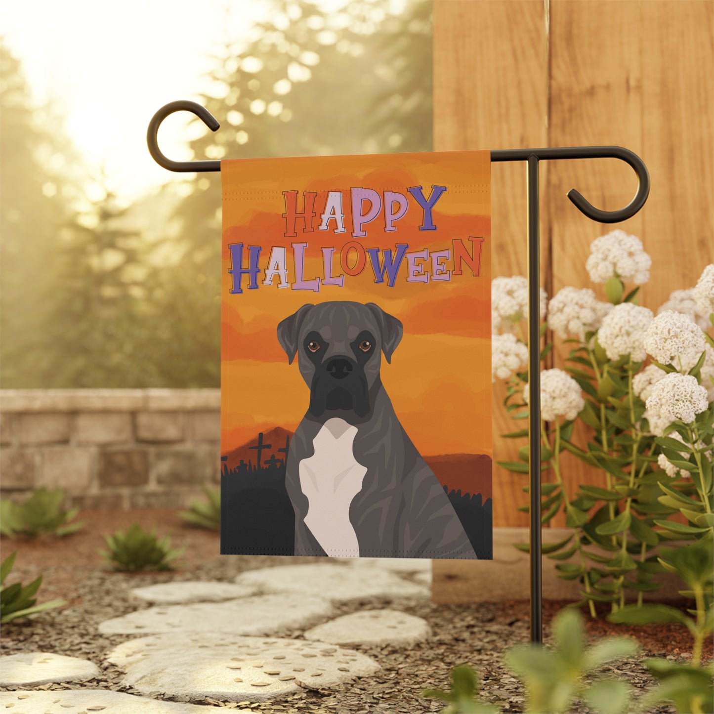 Boxer Dog Halloween Garden Flag