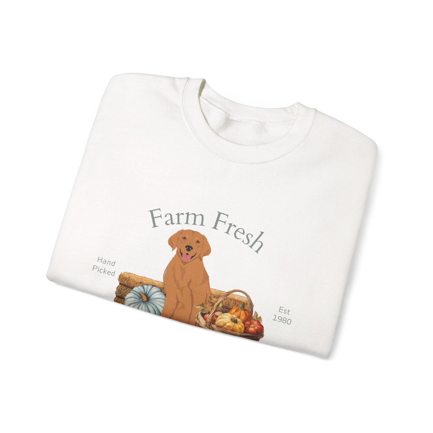 Golden Retriever Dog Fall Farm Fresh Unisex Heavy Blend Crewneck Sweatshirt