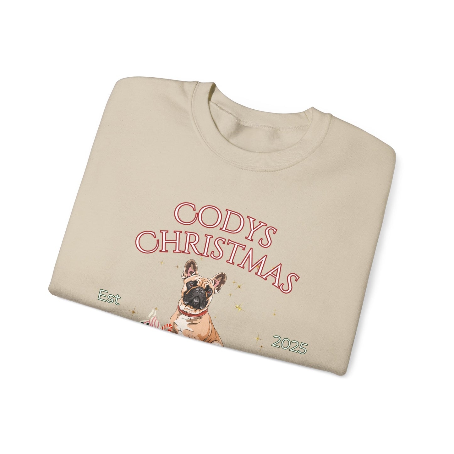 French Bulldog Dog Christmas Social Club Unisex Heavy Blend Crewneck Sweatshirt Custom Name