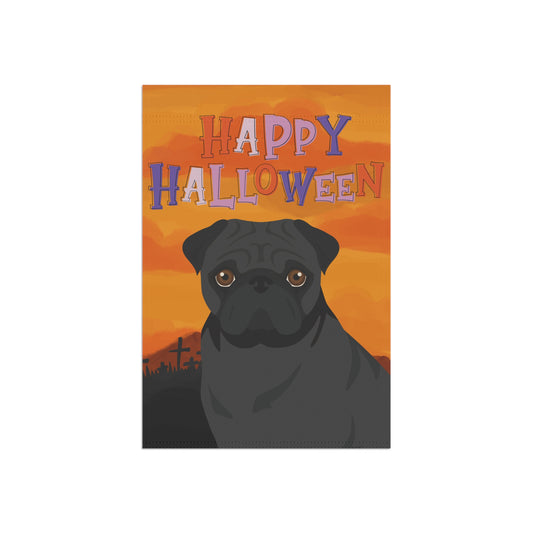 Pug Dog Halloween Garden Flag