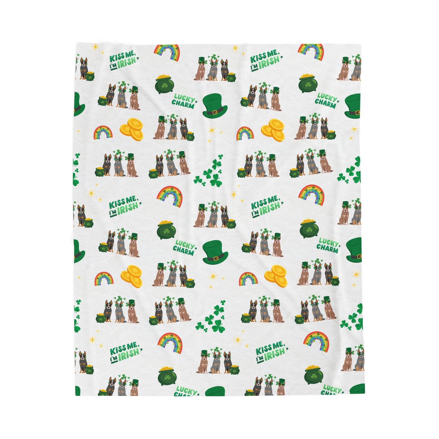 Australian Cattle Dog Dog St Patrick’s Day Velveteen Plush Blanket