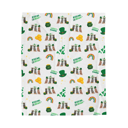 Australian Cattle Dog Dog St Patrick’s Day Velveteen Plush Blanket