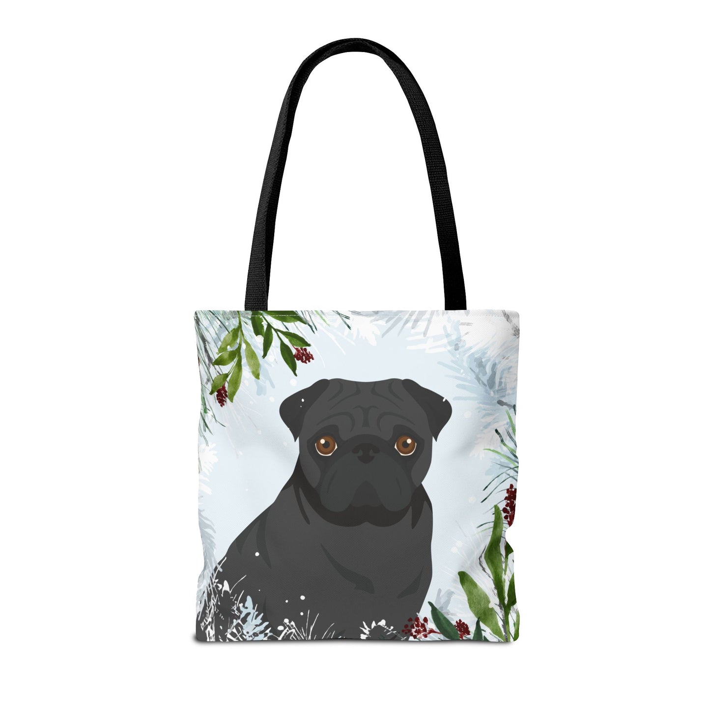Pug Dog Christmas Holiday Tote Bag 16x16
