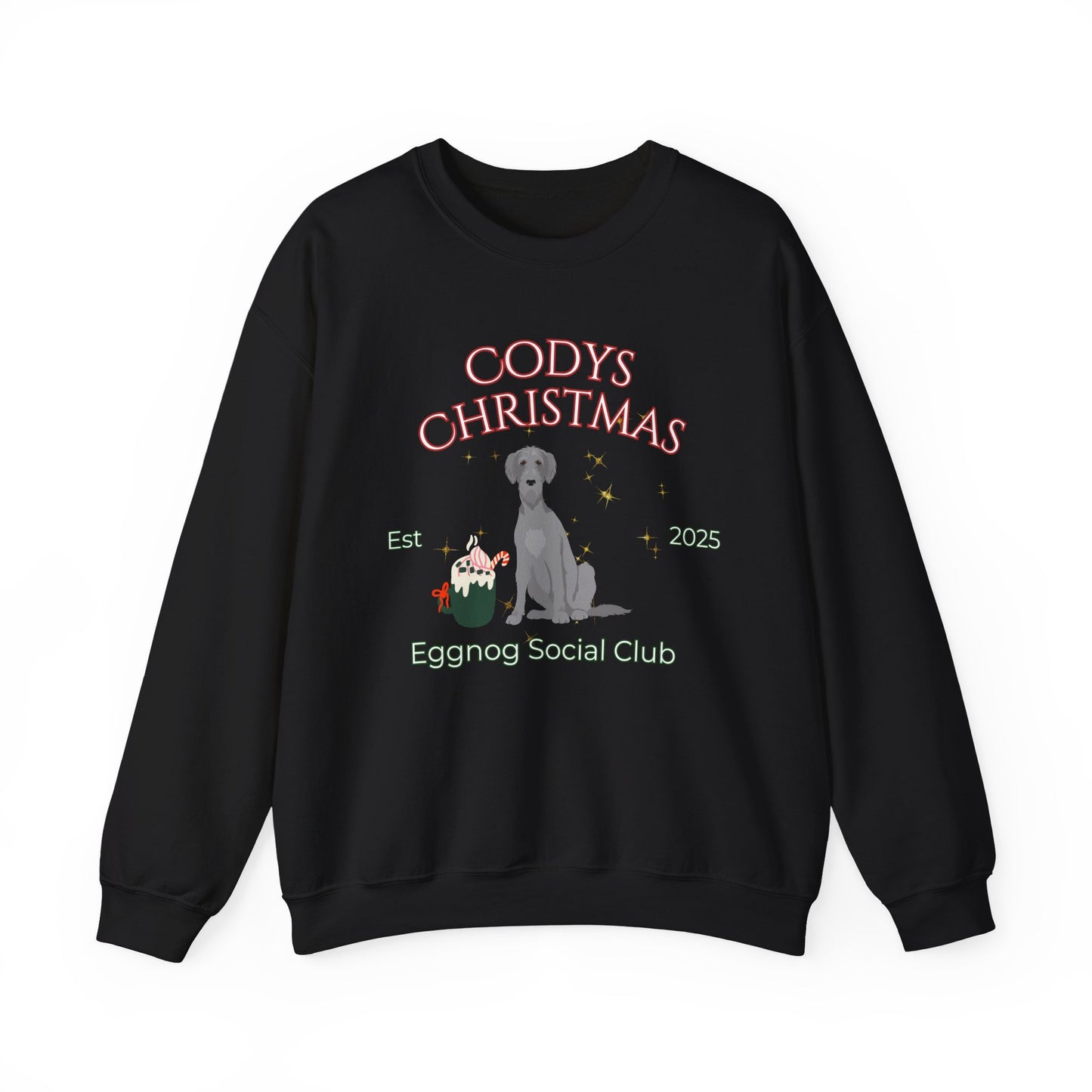 Irish Wolfhound Dog Christmas Social Club Unisex Heavy Blend Crewneck Sweatshirt Custom Name