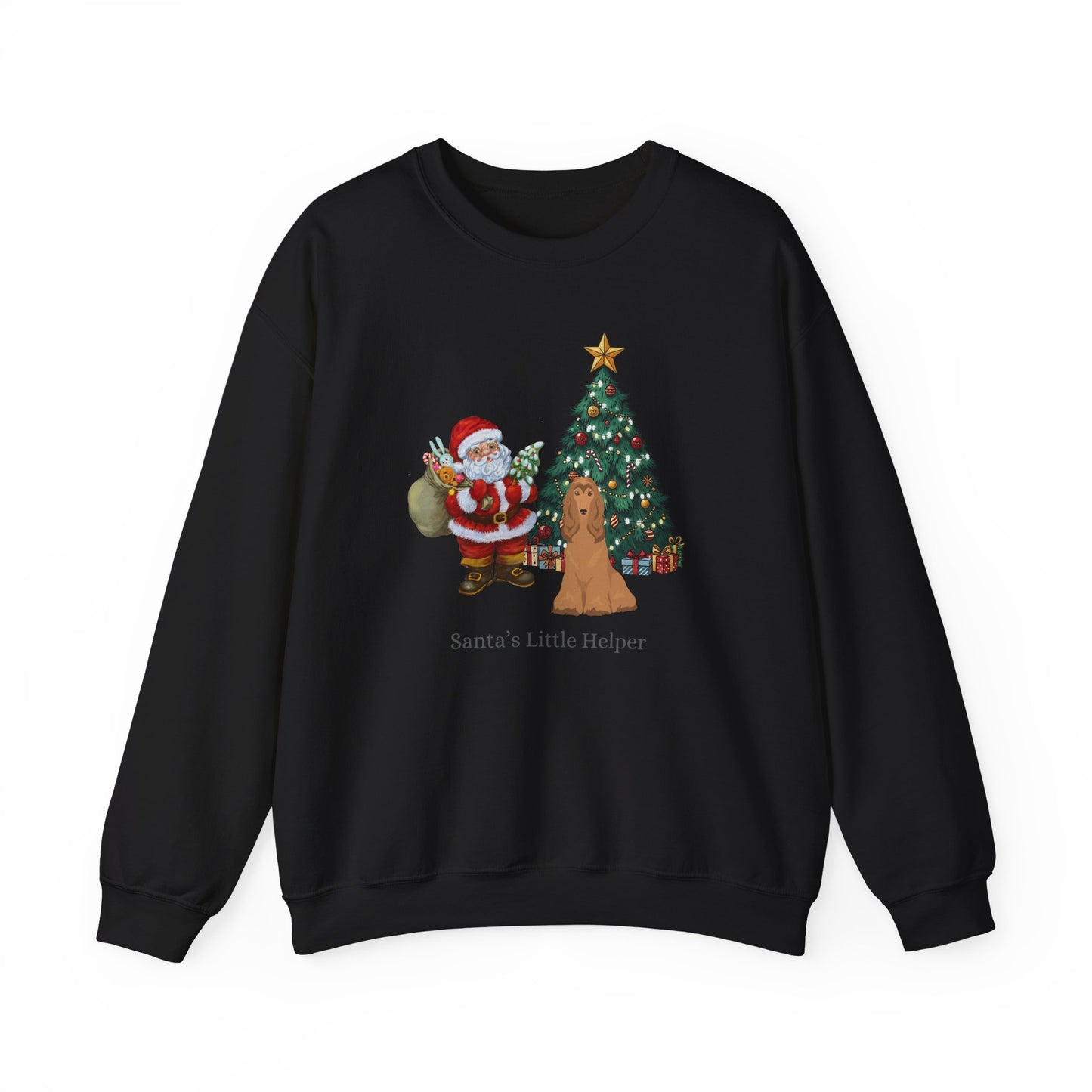 Afghan Hound Dog Santa's Little Helper Unisex Heavy Blend Crewneck Sweatshirt