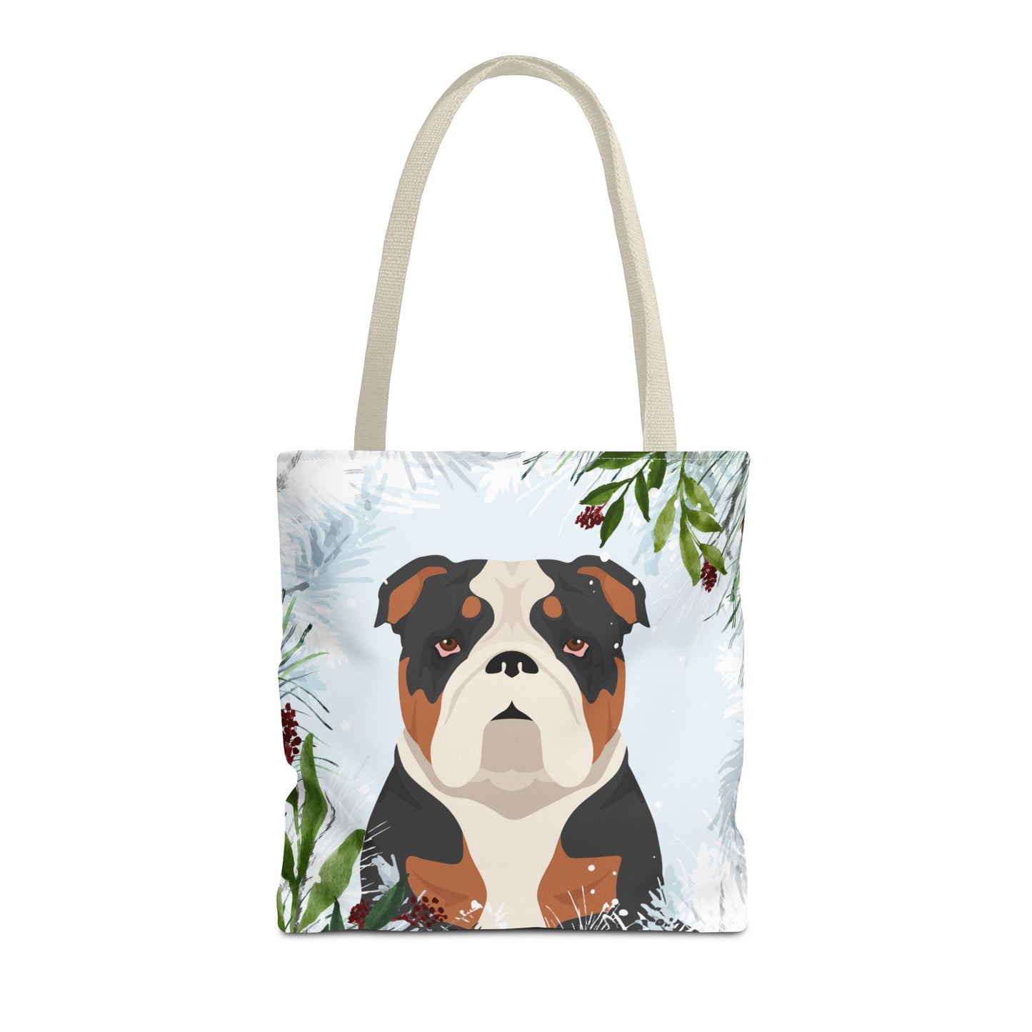 Bulldog Dog Christmas Holiday Tote Bag 16x16