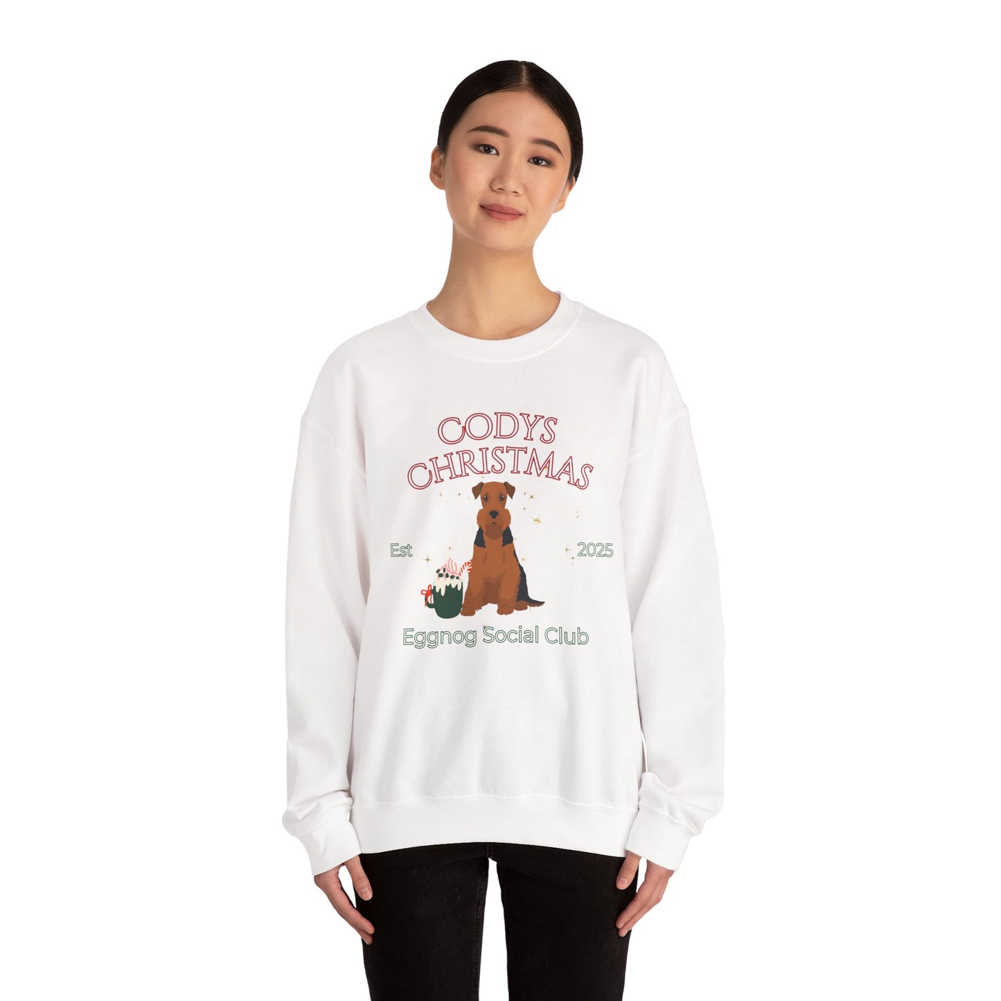 Airdale Terrier Dog Christmas Social Club Unisex Heavy Blend Crewneck Sweatshirt Custom Name