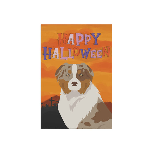 Australian Shepherd Dog Halloween Garden Flag