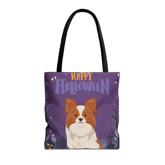 Papillon Dog Happy Halloween Tote Bag 16x16