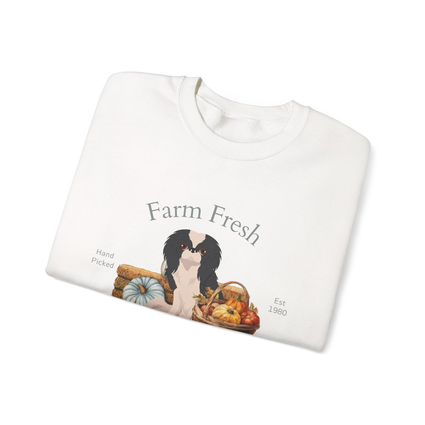 Japanese Chin Dog Fall Farm Fresh Unisex Heavy Blend Crewneck Sweatshirt
