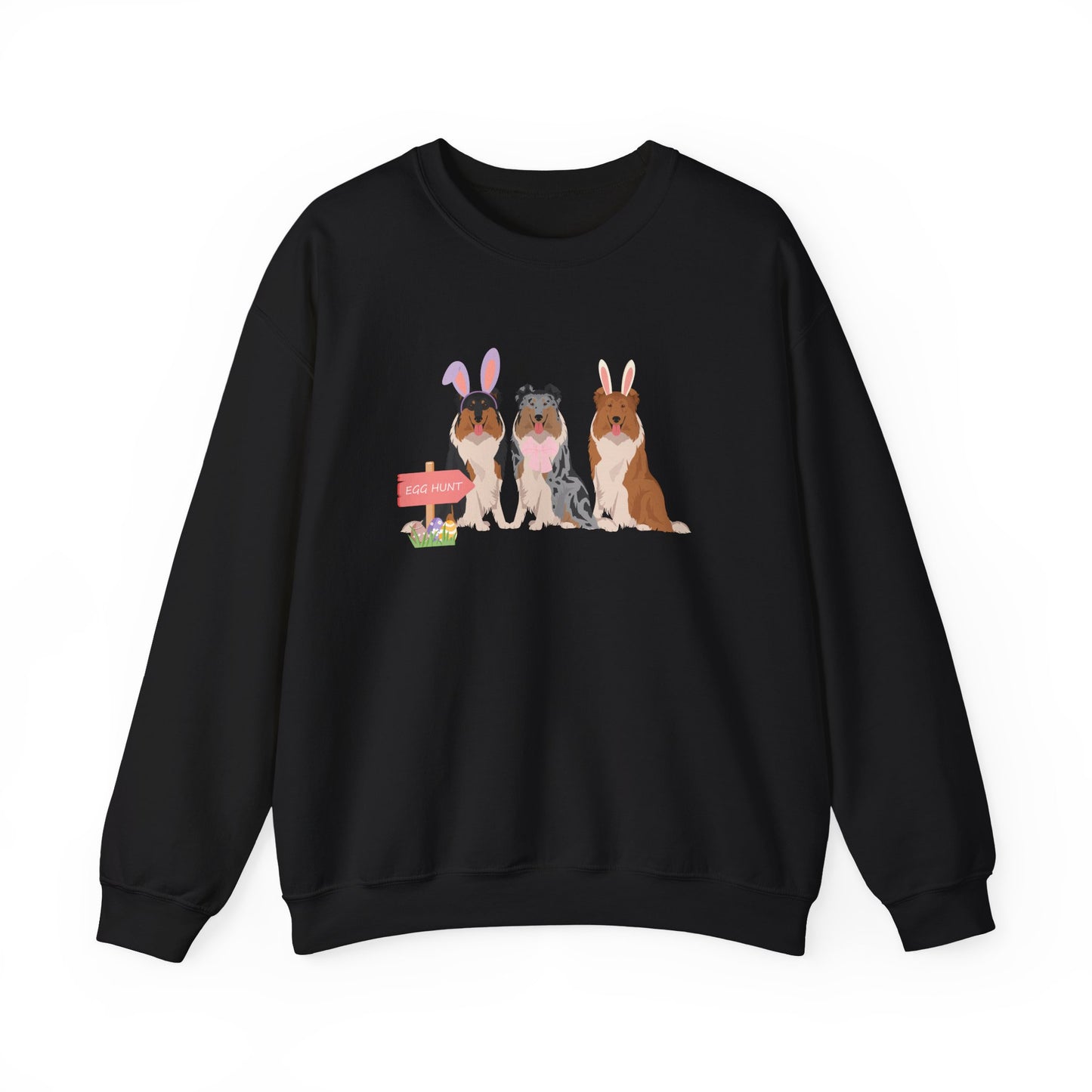 Collie Dog Easter Unisex Heavy Blend Crewneck Sweatshirt, easter, Cute Dog Mom Gift