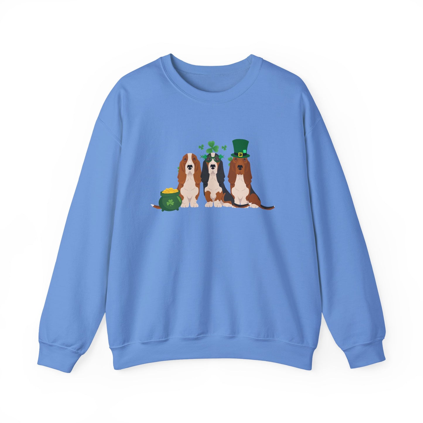 Basset Hound Dog St Patricks Day Unisex Heavy Blend Crewneck Sweatshirt, St Pattys day, Cute Dog Mom Gift
