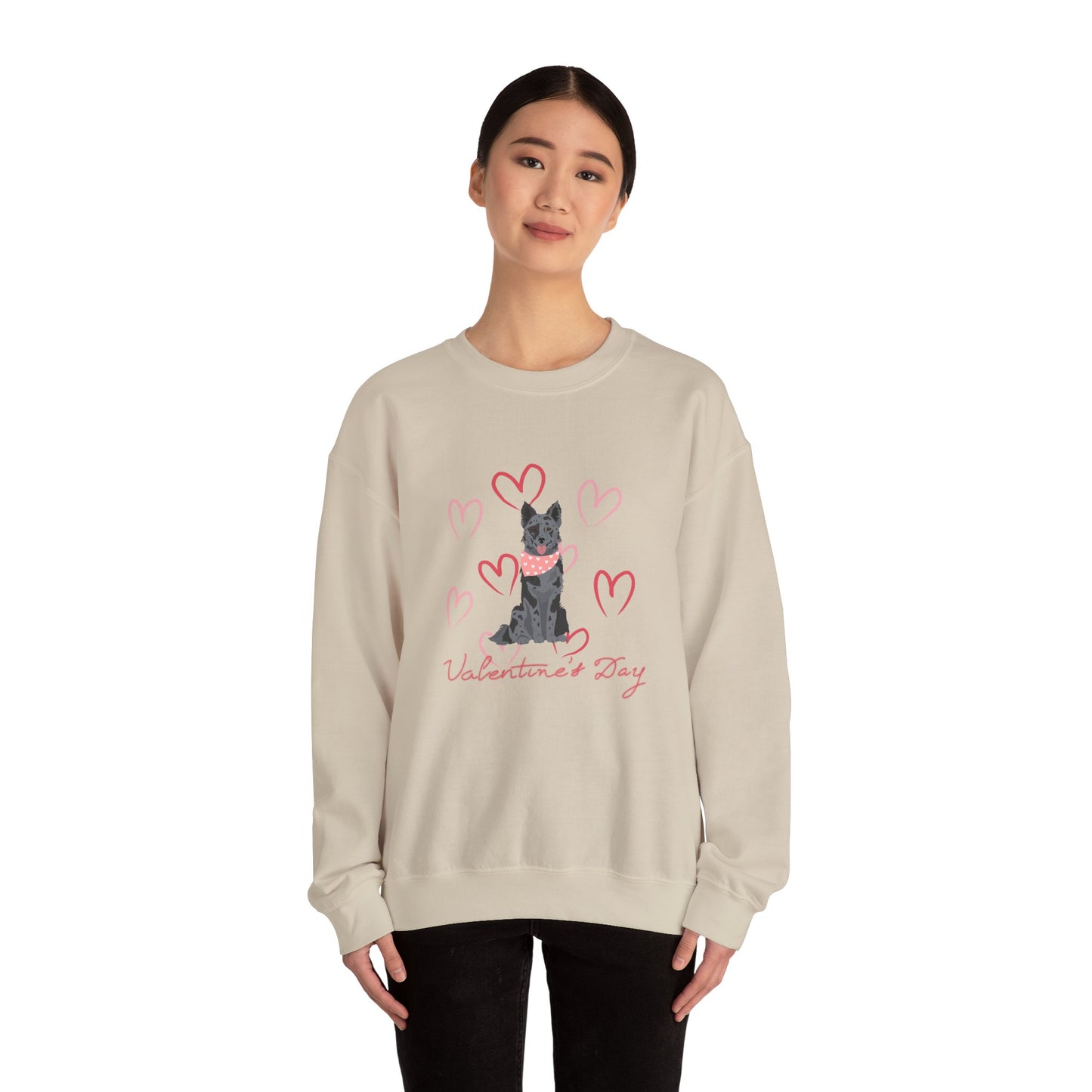 Mudi Dog Valentines Day Unisex Heavy Blend Crewneck Sweatshirt