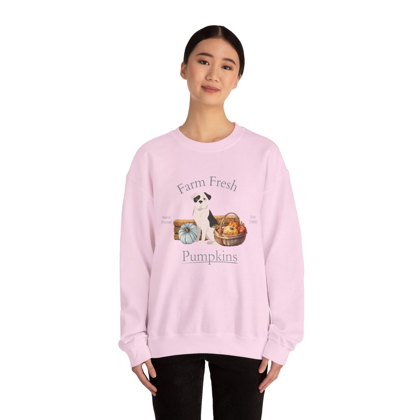 American Bulldog Dog Fall Farm Fresh Unisex Heavy Blend Crewneck Sweatshirt