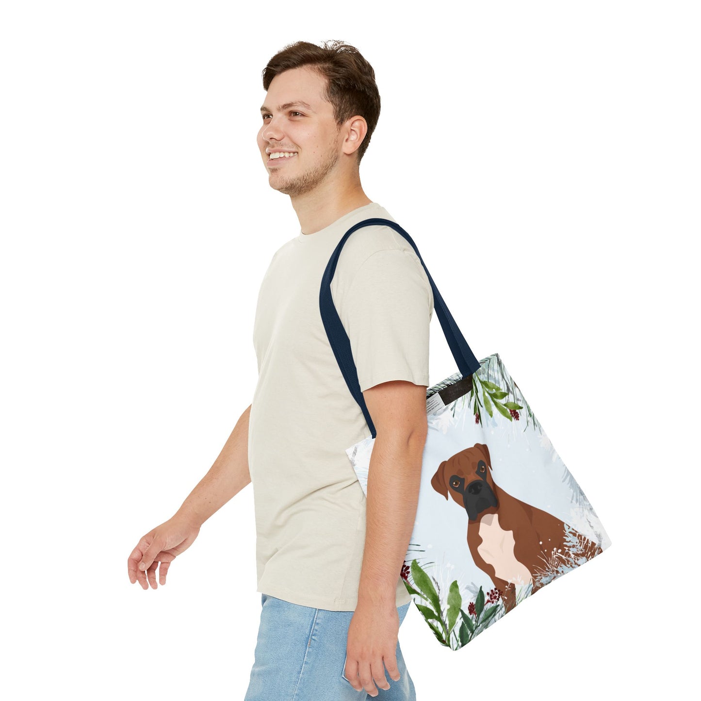 Boxer Dog Christmas Holiday Tote Bag 16x16