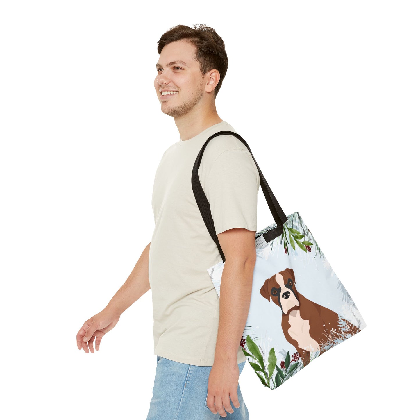 Boxer Dog Christmas Holiday Tote Bag 16x16