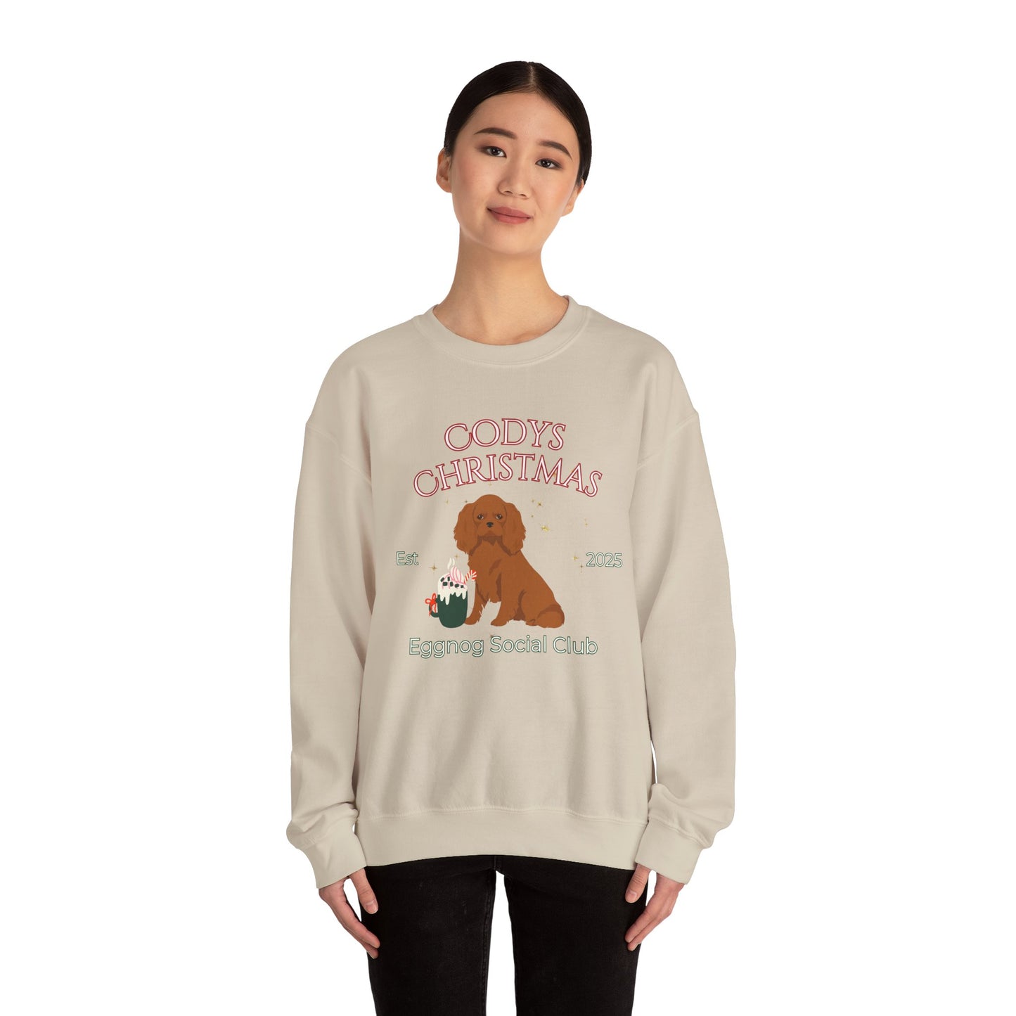 Cavalier King Charles Spaniel Dog Christmas Social Club Unisex Heavy Blend Crewneck Sweatshirt Custom Name