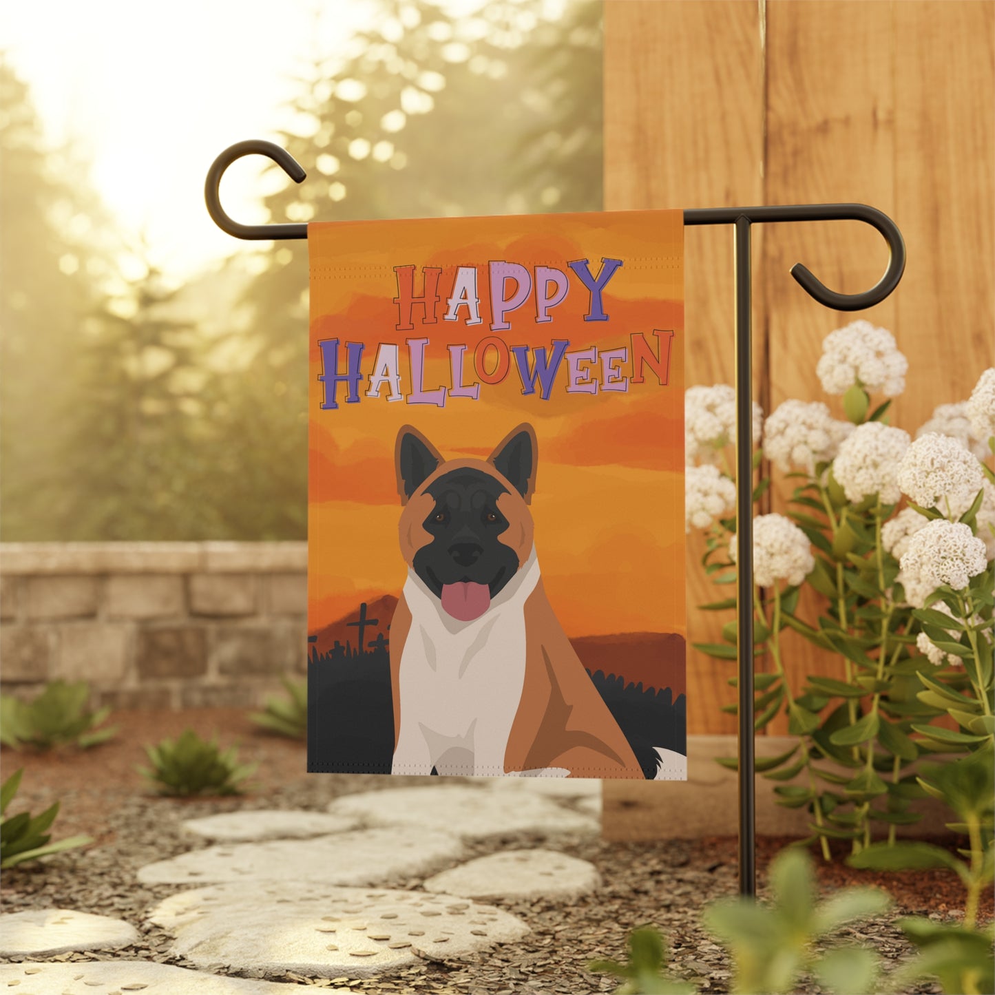 American Akita Dog Halloween Garden Flag
