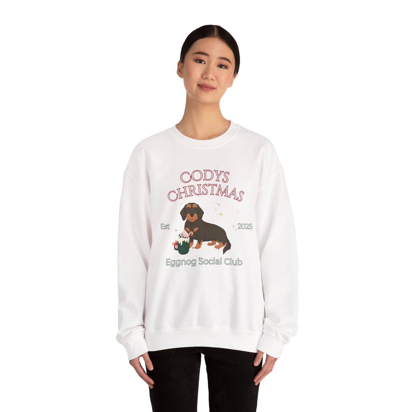 Dachshund Dog Christmas Social Club Unisex Heavy Blend Crewneck Sweatshirt Custom Name