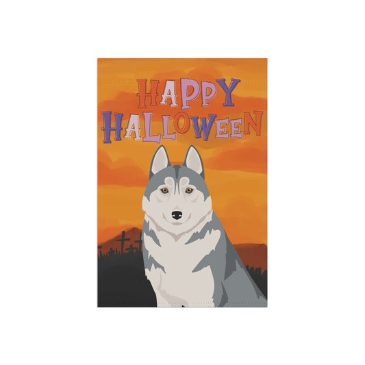 Siberian Husky Dog Halloween Garden Flag