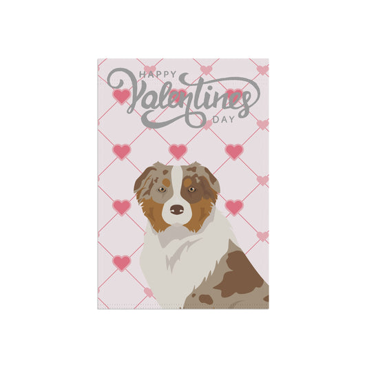 Australian Shepherd Dog Valentines Day Garden Flag
