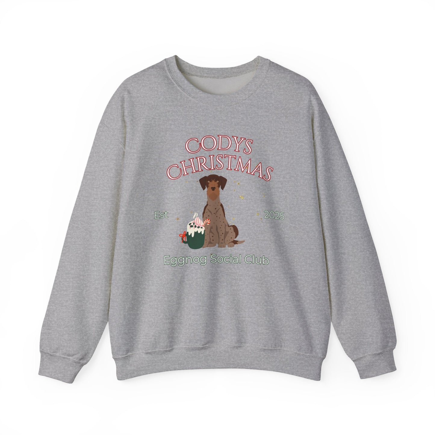 German Wire Haired Pointer Dog Christmas Social Club Unisex Heavy Blend Crewneck Sweatshirt Custom Name